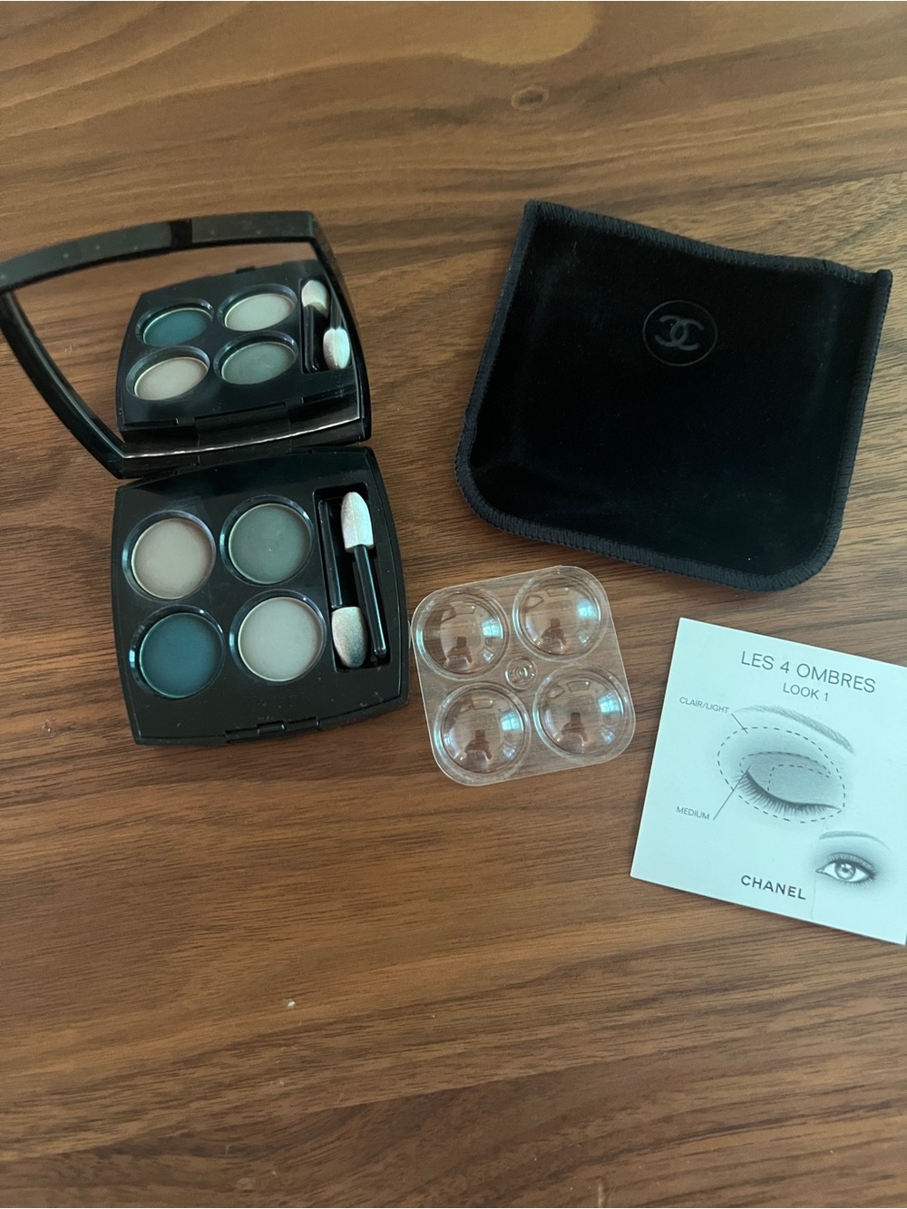 CHANEL Les 4 Ombres Quad Eyeshadow – Teal and Sage Green Tones